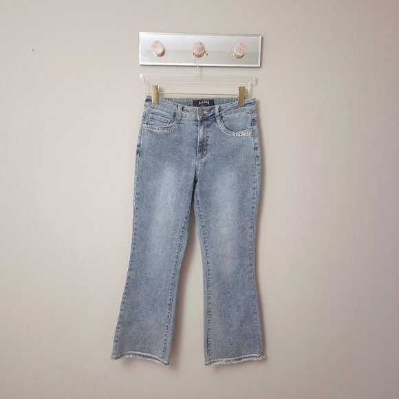 EUC Joseph Ribkoff light blue jeans with bejeweled pockets / hems, 6 - Picture 2 of 5